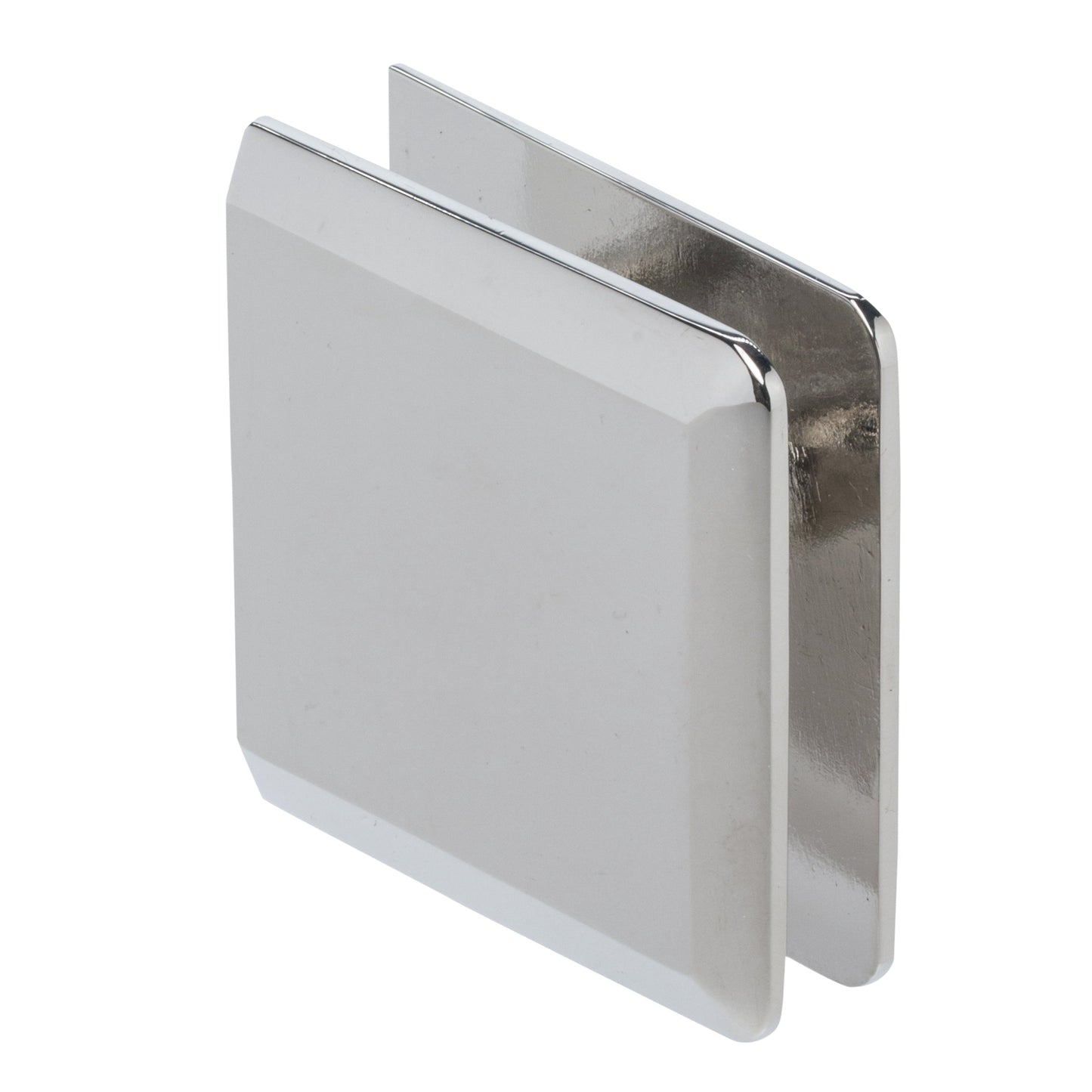 Hole-in-Glass Fixed Panel U-Clamp with Beveled Edges