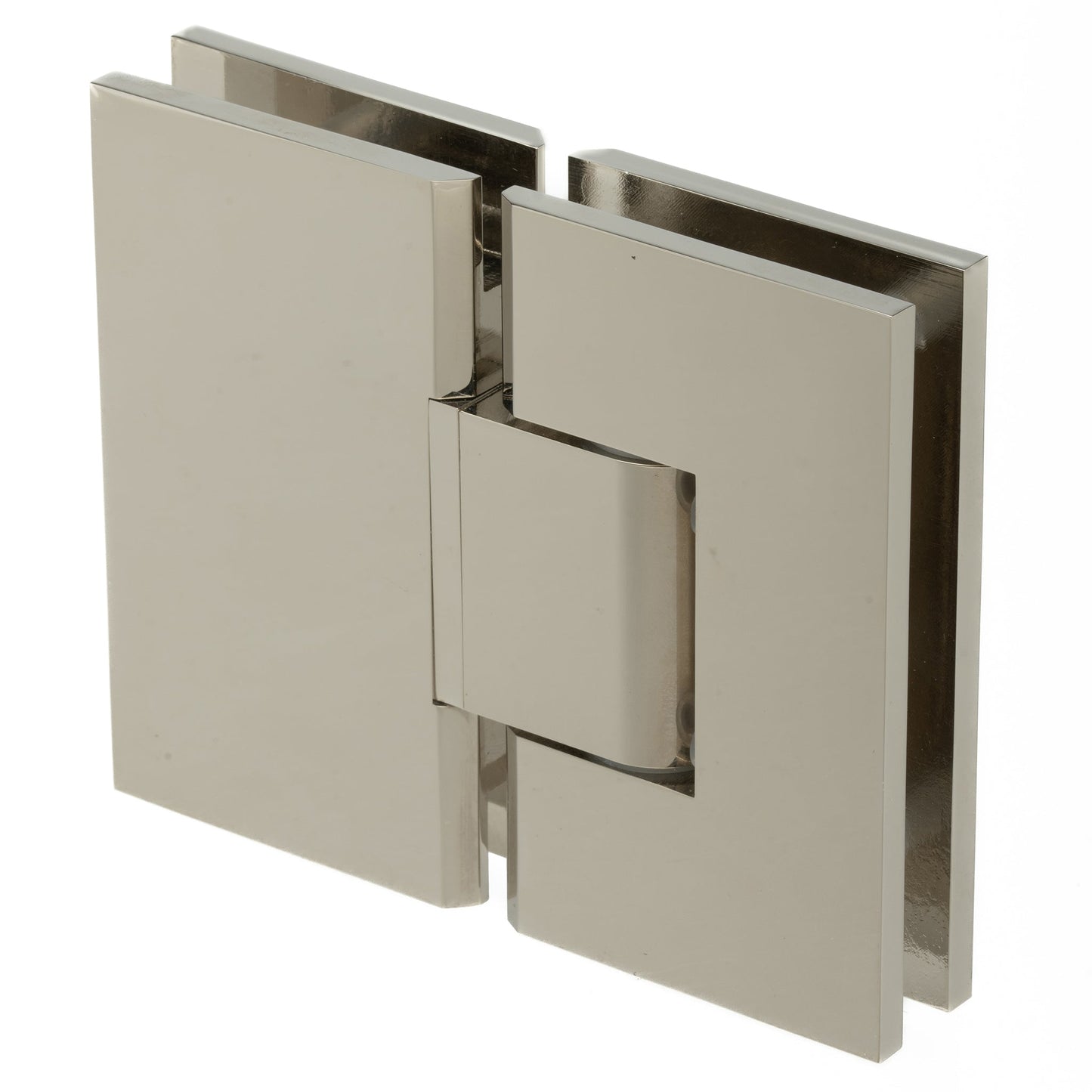 Adjustable 180 Degree Heavy Duty Glass-to-Glass Hinge with Squared Corners